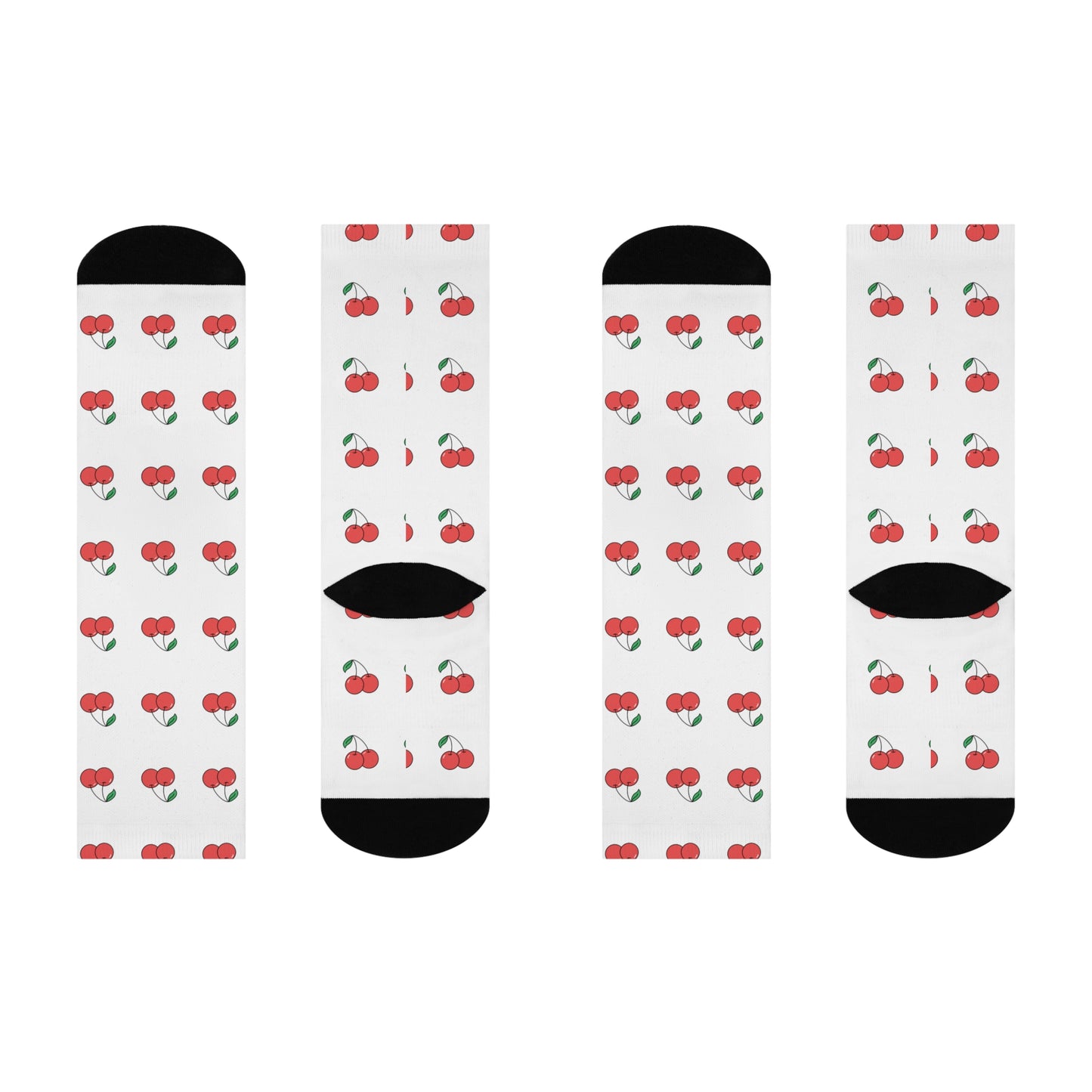 Cute Cherry Design Cushioned Crew Socks